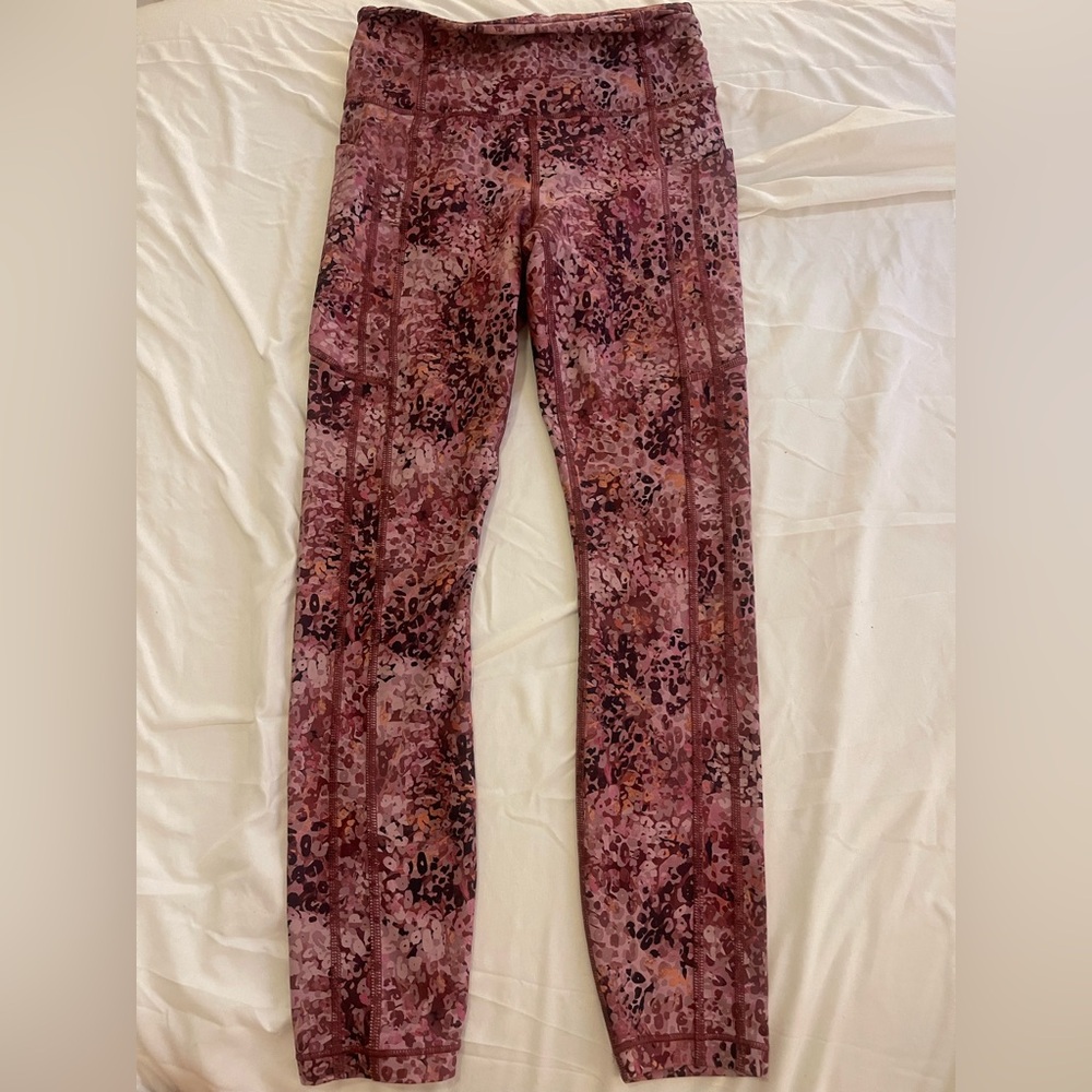 Athleta Pink and Brown Patterned Leggings